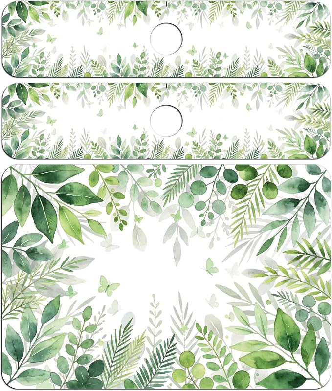 3 Pcs 2 Size Kitchen Sink Splash Guard Faucet Mat Watercolor Leaves Pattern - Image 8