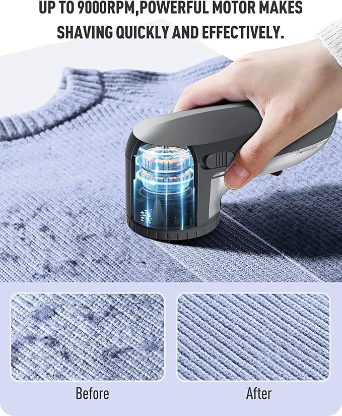 Ruidla Fabric Shaver Defuzzer, Electric Lint Remover, Rechargeable Sweater - Image 3
