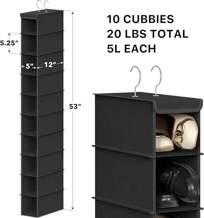 Simple Houseware 10 Shelves Closet Hanging Shoe Organizer, Holds Up to 20 lbs - Image 2
