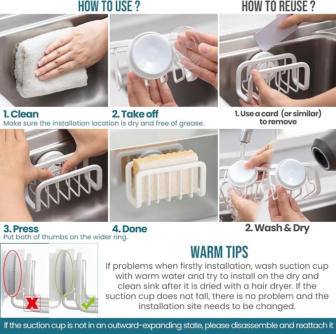 TAILI White Sponge Holder for Kitchen Sink - Image 8