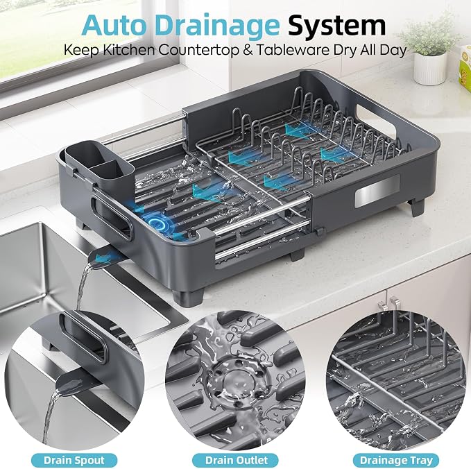 TOOLF Extendable Dish Drying Rack - Image 6