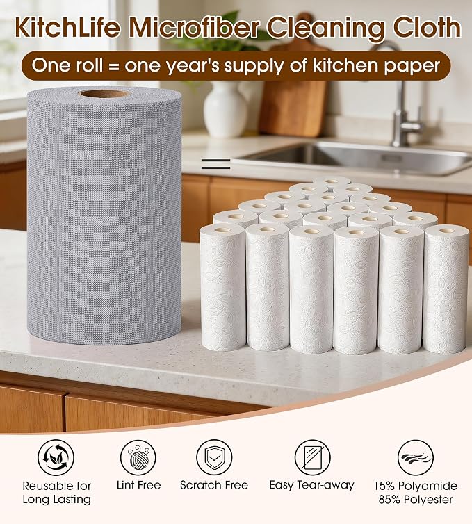 KitchLife Microfiber Cleaning Cloth Roll, 100 Pack - Image 3