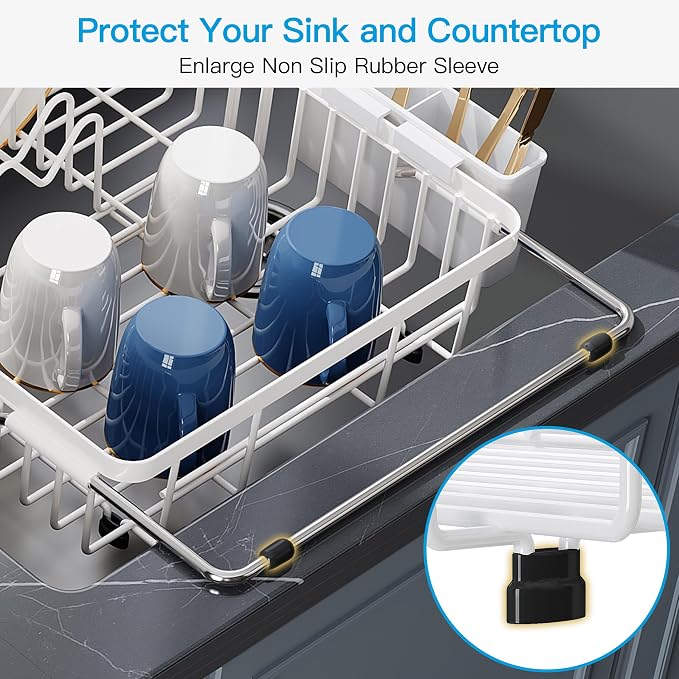 JASIWAY White Dish Drying Rack Over the Sink - Image 7