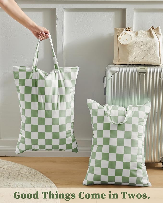 Ohocut Checkered 2 Pcs Large Travel Laundry Bags - Image 3
