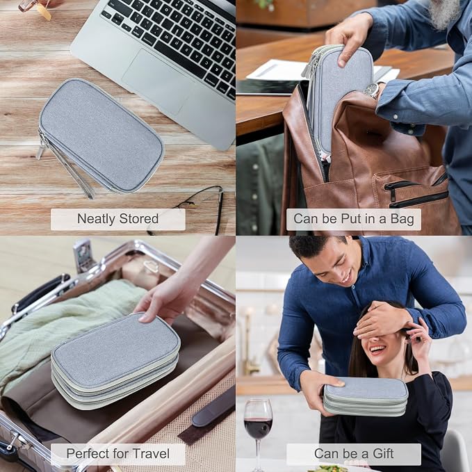 FYY Electronic Organizer, Travel Tech Pouch Bag, Cable Organizer Light Grey | - Image 7