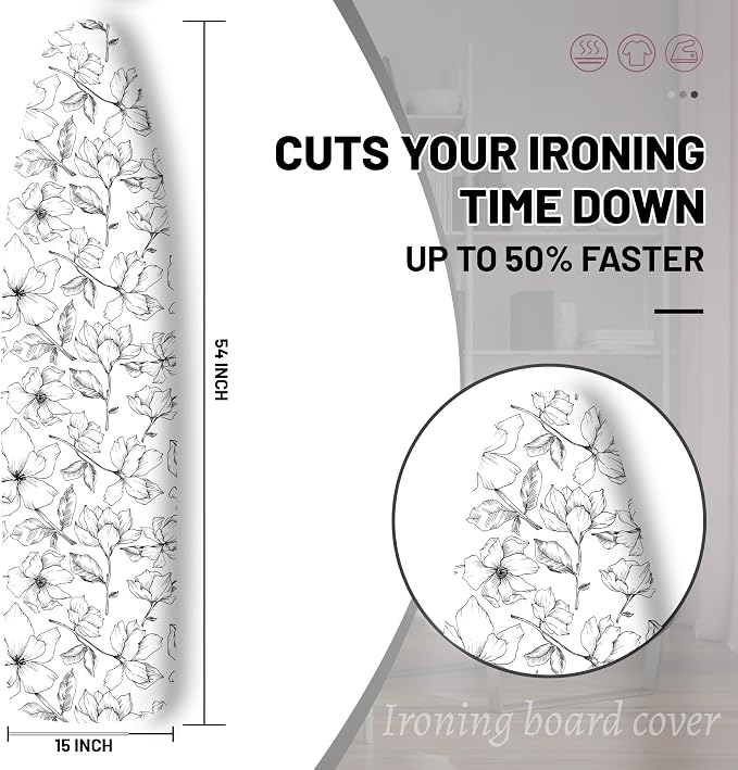Extra Thick Ironing Board Cover and Pad, Floral Farmhouse 15x54 Ironing Board - Image 2