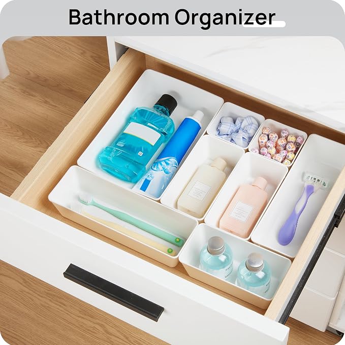 Vtopmart 44 PCS Plastic Drawer Organizer Set, Vanity Organizer Trays, Non-Slip - Image 5