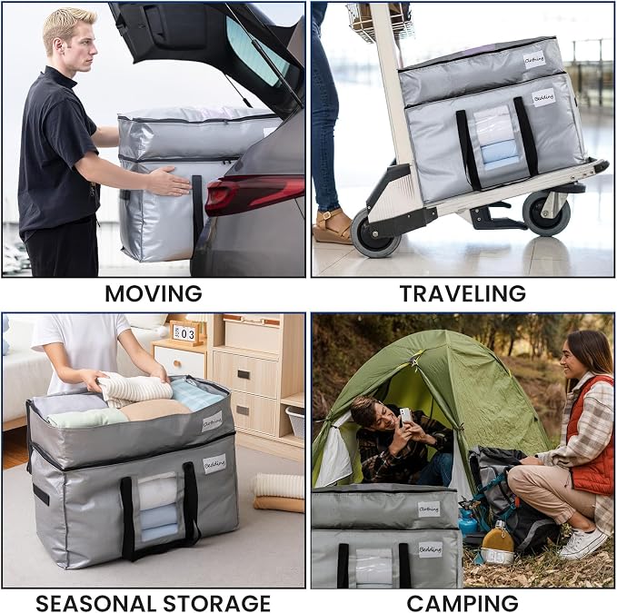 TAILI 2 Tier Moving Bags, 2 Pack Silver Storage Bags - Image 9