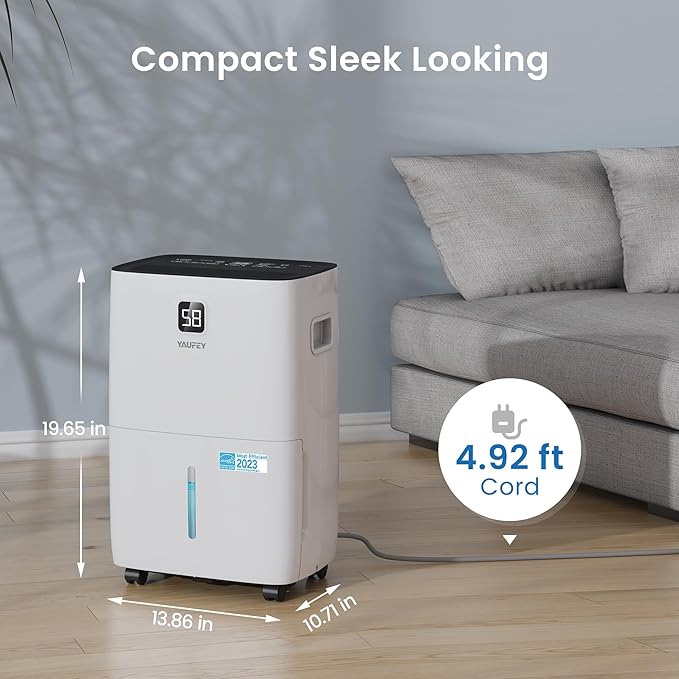 Yaufey 80 Pints Energy Star Dehumidifier for Home, Basement and Large Room up to 5500 Sq. Ft., with Drain Hose, Timer, Intelligent Humidity Control and Large Water Tank