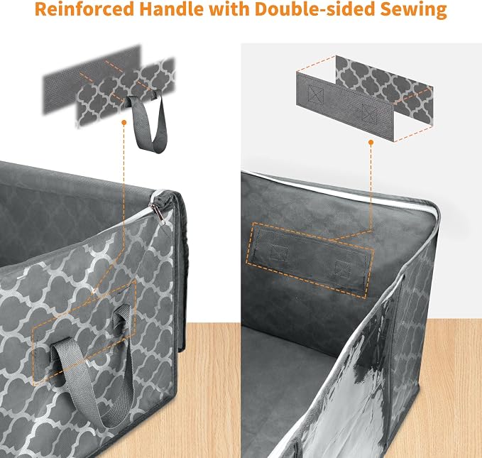 90L Large Storage Bags, 6 Pack Clothes Storage Bins Closet Organizers | - Image 3