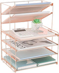 OPNICE Desk Organizer, 6-Tier Paper Organizer Letter Tray, Rose Gold | Desk by OPNICE
