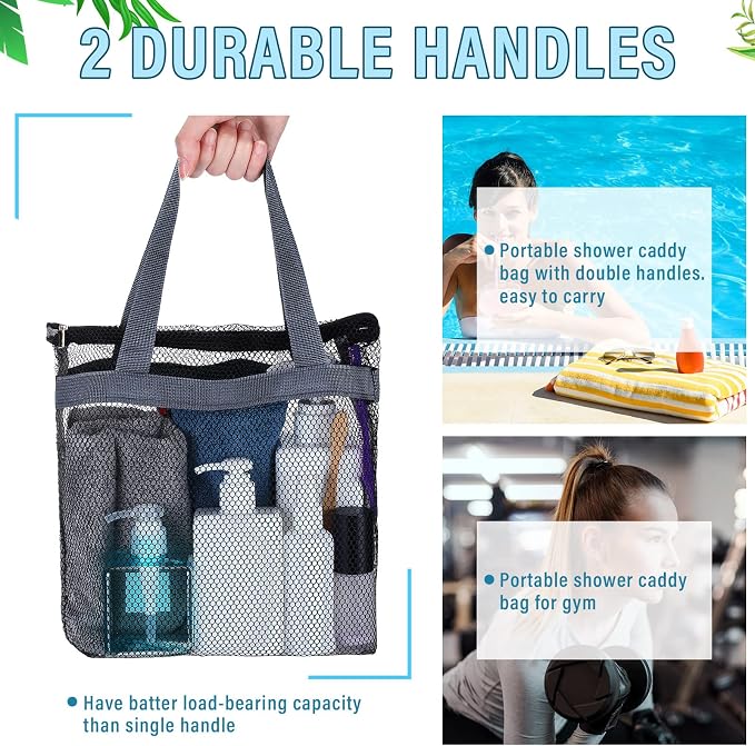 12 Pcs Mesh Shower Caddy Portable 12.2 x 10.24 In Large Gym Shower Bag Bulk - Image 3