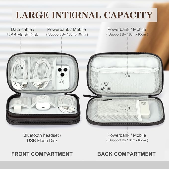 FYY Electronic Organizer, Travel Tech Pouch Bag, Coffee | Wrist Strap, - Image 3