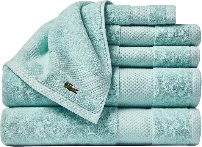 Lacoste Heritage Supima Cotton 6-Piece Towel Set, Mint | Highly Absorbent by Unknown