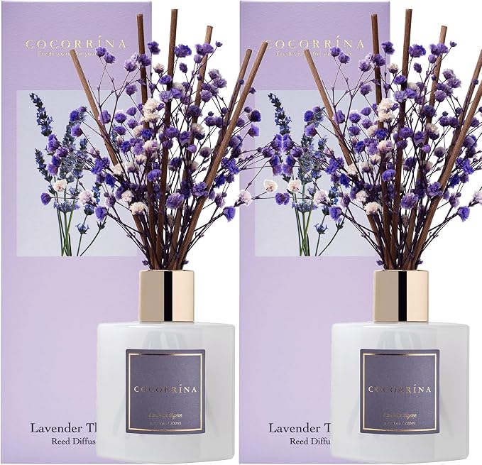 Premium Reed Diffuser Set with Preserved Baby's Breath & Cotton Stick Lavender - Image 2