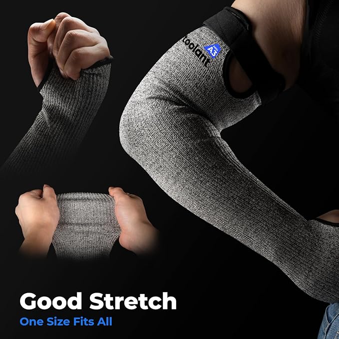 OriStout Cut Resistant Farmers Sleeves with Thumb Hole, Grey, 2 Pairs, Arm Protectors for Thin Skin and Bruising, for Gardening, Yard Working, Welding, Arm Guards for Biting, Pet Grooming