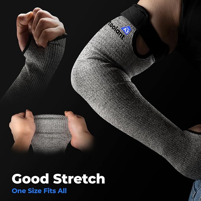 OriStout Cut Resistant Farmers Sleeves with Thumb Hole, Arm Protectors for Thin Skin and Bruising, for Gardening, Welding, Kitchen, Arm Guards for Biting, Pet Grooming, Grey, 1 Pair
