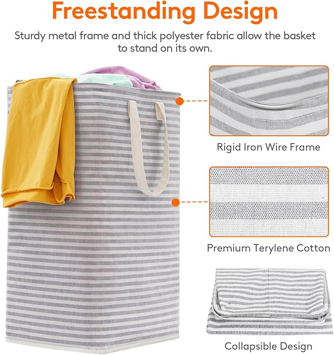 Lifewit 2 Pack Laundry Basket 80L Each, Collapsible Clothes Hamper - Image 2