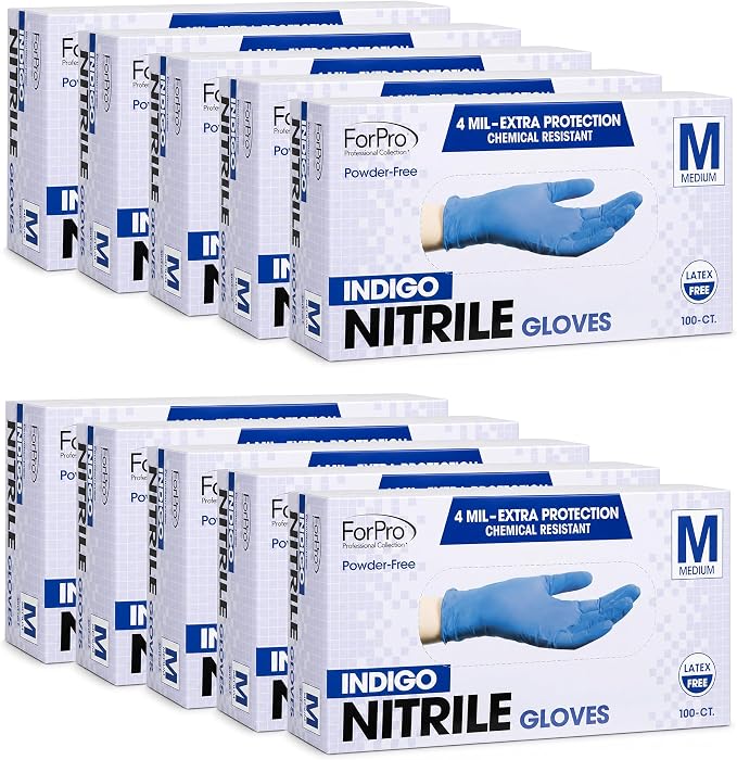 ForPro Disposable Nitrile Gloves, Chemical Resistant, Powder-Free, Latex-Free by ForProProfessionalCollection