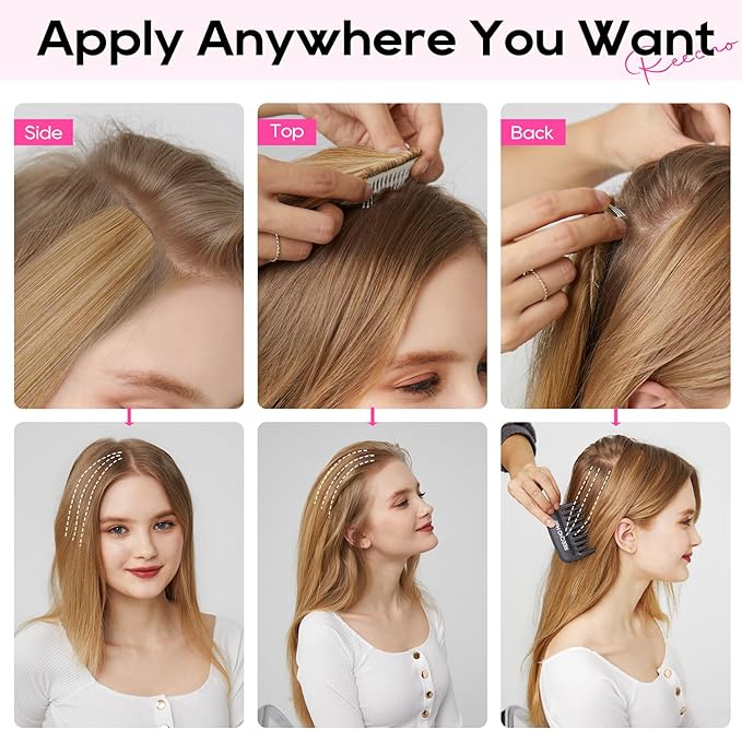 REECHO Clip in Hair Volumizer, Short Thick Clip in Hairpieces Adding Extra Hair Volume Extensions for Women with Thin Fine (Ash Blonde with Highlights, 8 Inch(Pack of 4))