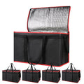 Bodaon 5-Pack Cooler Insulated Food Delivery Bag, Rideshare Delivery Bag, XXX-Large Thermal Bags for Catering/Hot Pizza, Travel/Camping Essentials/Picnic/Grocery Reusable Warmer Frozen, Black-Red Edge