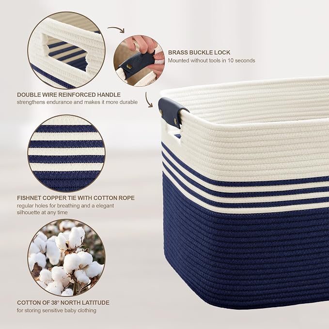 86L Large Woven Laundry Basket Hamper - Image 5