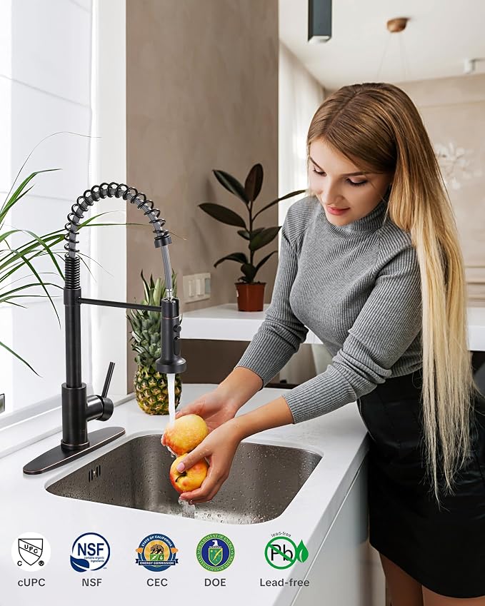 Kitchen Faucet with Pull Down Sprayer: Oil Rubbed Bronze 3-Function Kitchen - Image 2