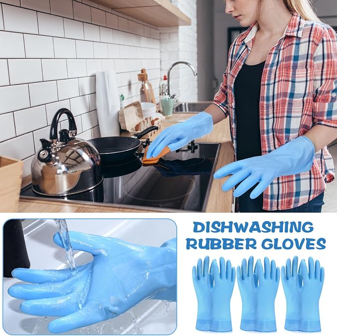 Rubber Reusable Gloves Long Household Dishwashing Gloves Kitchen Cleaning - Image 5
