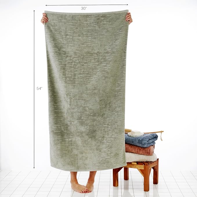 SKL Home CloudSoft Bath Towel Set, 100% Cotton Luxury, Sage | 2 Bath towels - Image 2