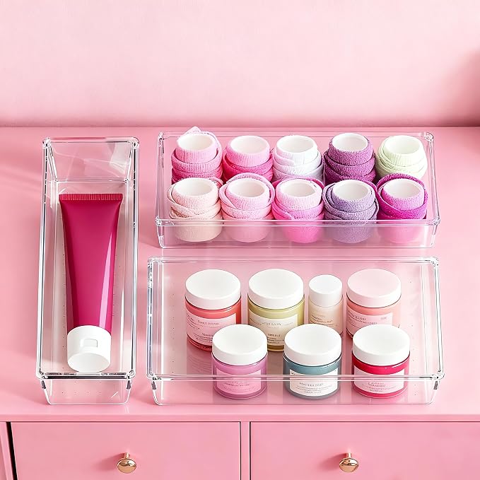 Large Drawer Organizer Bins 26 Pack | Complete 5 Size Clear Plastic Kitchen - Image 6