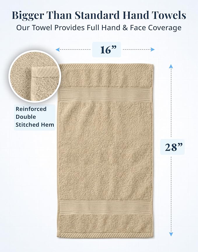LANE LINEN Hand Towels Cotton 100% Cotton 6 Pack Soft Absorbent - Image 3