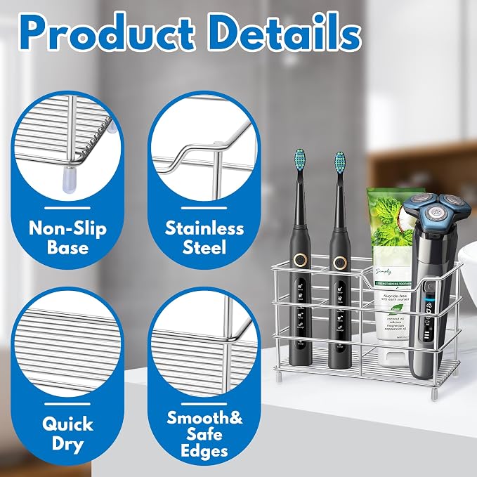 Electric Toothbrush Holders for Bathrooms 304 Stainless Steel Quick Drying | - Image 7