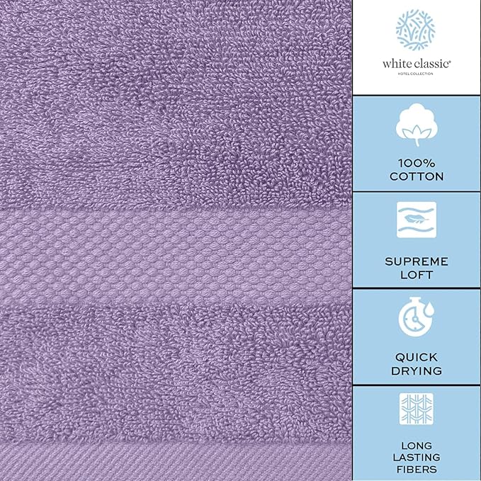 White Classic Luxury Bath Towel Set of 8 Pieces - Image 7