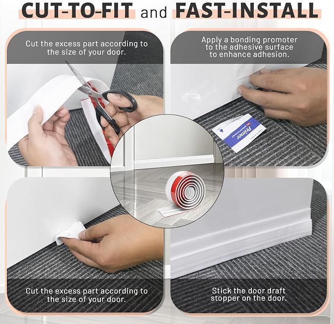 Pterying 4 Pack Door Draft Stopper, Garage Window Noise Blocker, Cold Air - Image 4