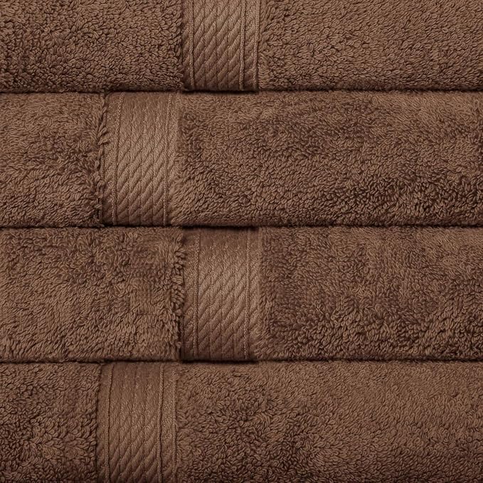 SUPERIOR Egyptian Cotton Plush & Absorbent, Hand Towel Set of 4, Chocolate | - Image 3