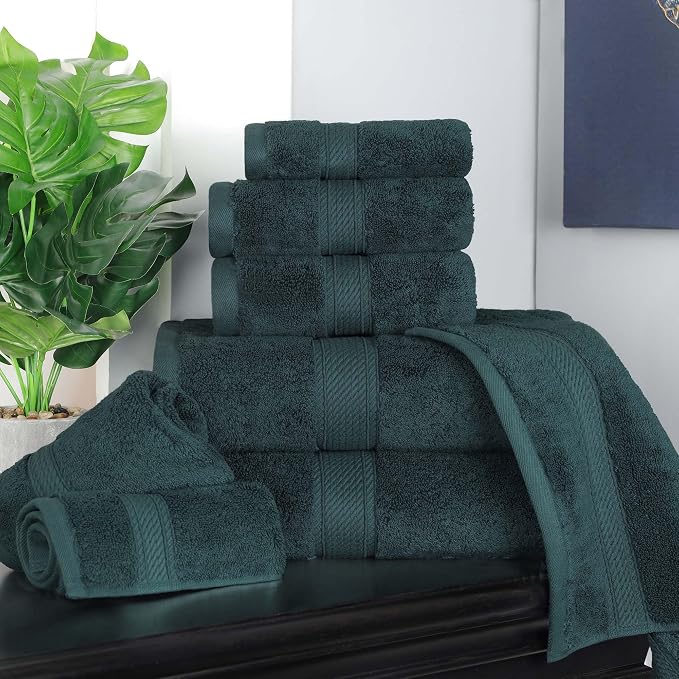 SUPERIOR Egyptian Cotton Ultra Plush & Absorbent, 8 Piece Set, Teal | Quick Dry - Image 10