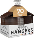 Utopia Home Wooden Hangers 20 Pack – Slim Suit Hangers Brown | 360° rotatable by UTOPIAHOME