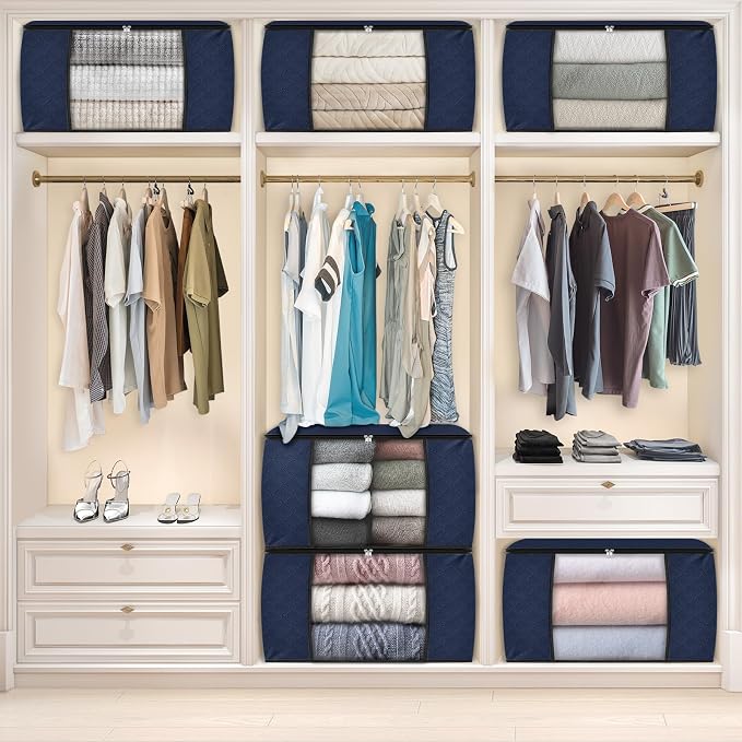 90L Clothes Storage, Foldable Thick Fabric Blanket Storage Bags | Foldable - Image 7