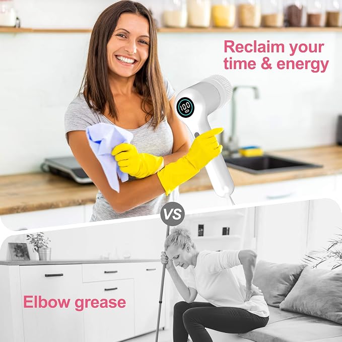 Electric Spin Scrubber, 44 in-lbs High Torque Shower Scrubber & LED Display - Image 8