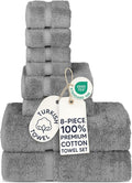 Chakir Turkish Linens 100% Cotton 8-Piece Towel Set, Oeko-Tex Certified by ChakirTurkishLinens