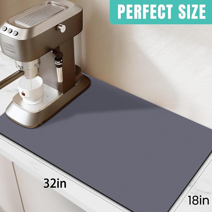 Coffee Mat Super Absorbent Dish Drying Mat Coffee Bar Mat 18"x 32" - Image 2