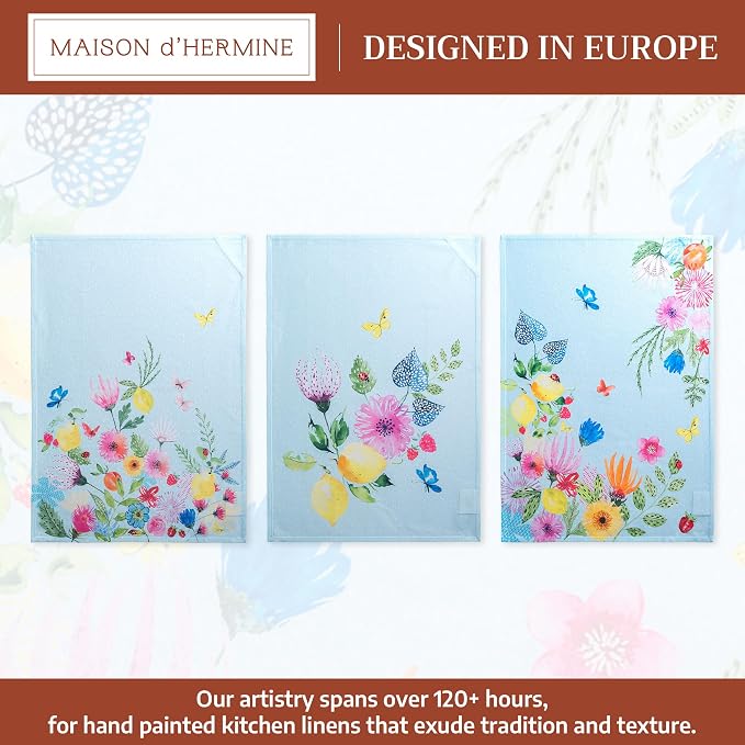 Maison d' Hermine Kitchen Towels Set of 3 Reusable 100% Cotton 27.50" x 20" - Image 2