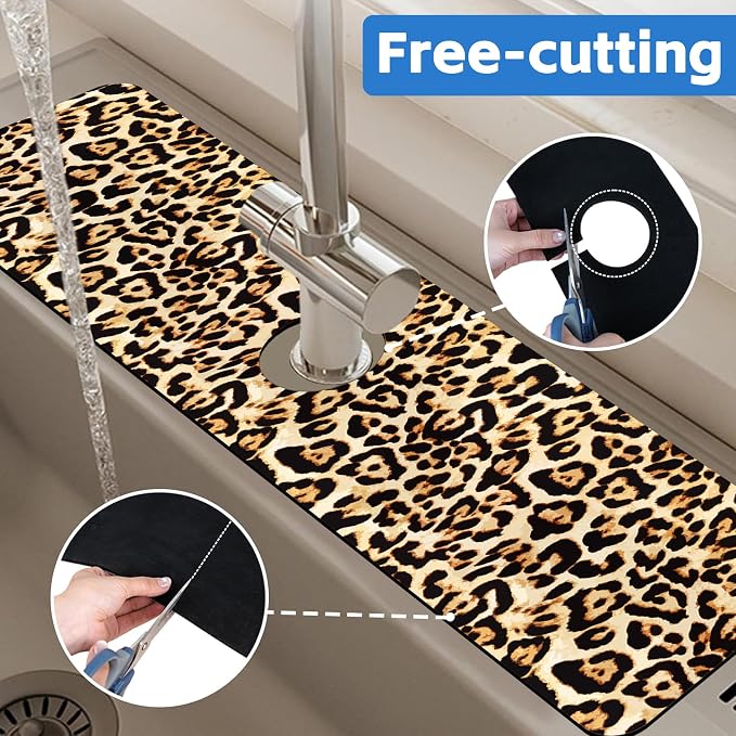 Abstract Brown Leopard Dish Drying Mat - Image 7