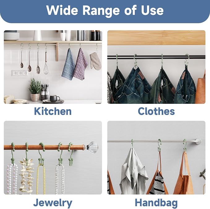 Titanker Shower Curtain Hooks Rings, Rust-Resistant Metal Double Glide Shower - Image 6