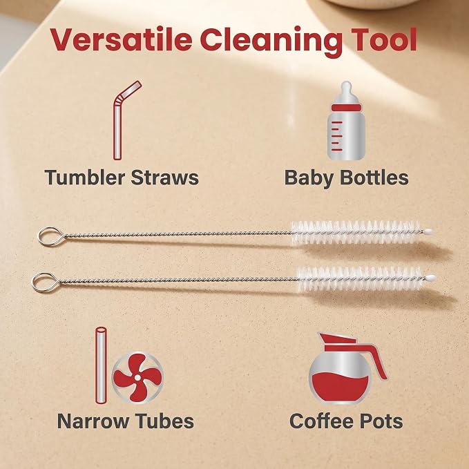 2 Pack Straw Cleaner Brush, Reusable Metal Handles Straw Cleaner Brush Extra - Image 7