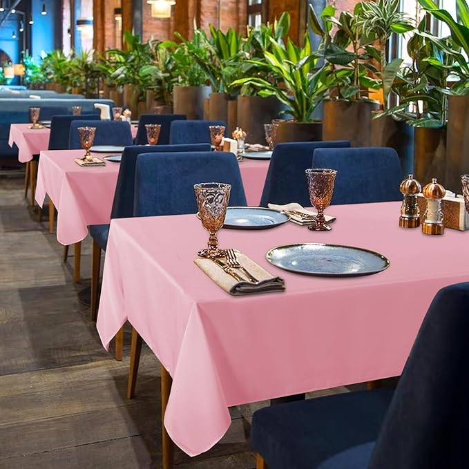 sancua 6 Pack Pink Tablecloth 60 x 102 Inch, Rectangle Table Cloth for 6 Feet Tables - Stain and Wrinkle Resistant Washable Polyester Table Cover for Dining Tables, Valentines Parties