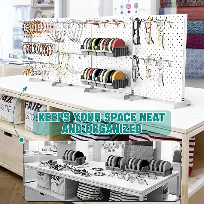 EVERHANGER Metal Pegboard Display Stand, Freestanding Tabletop Pegboard Display for Craft Shows & Fairs, 12"X16", 2pcs White
