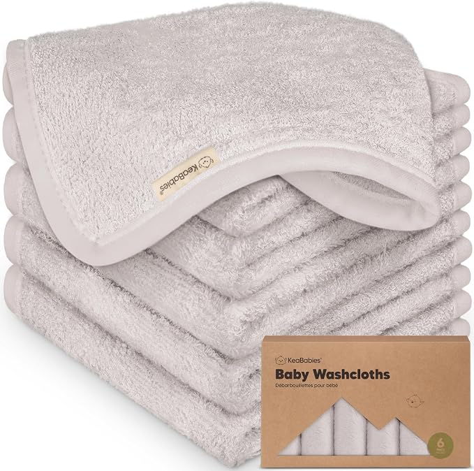 6-Pack Baby Washcloths, Soft Absorbent Washcloths by KeaBabies