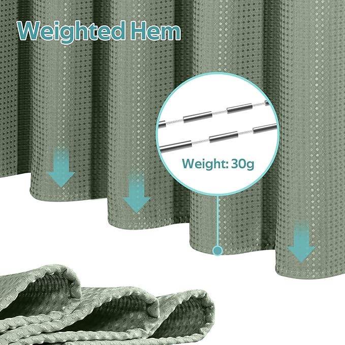 Vipfree 3 in 1 Shower Curtain Set, Waffle Shower Curtain and Liner Set - Image 5