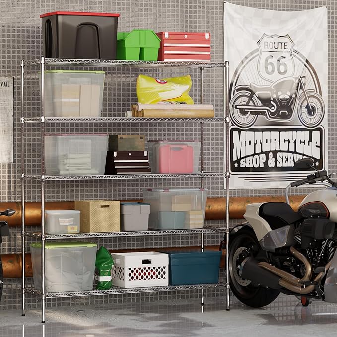 18" Deep x 60" Wide x 74" Height Wire Shelving Kit | 5-Tier | NSF Commercial Storage Rack Unit